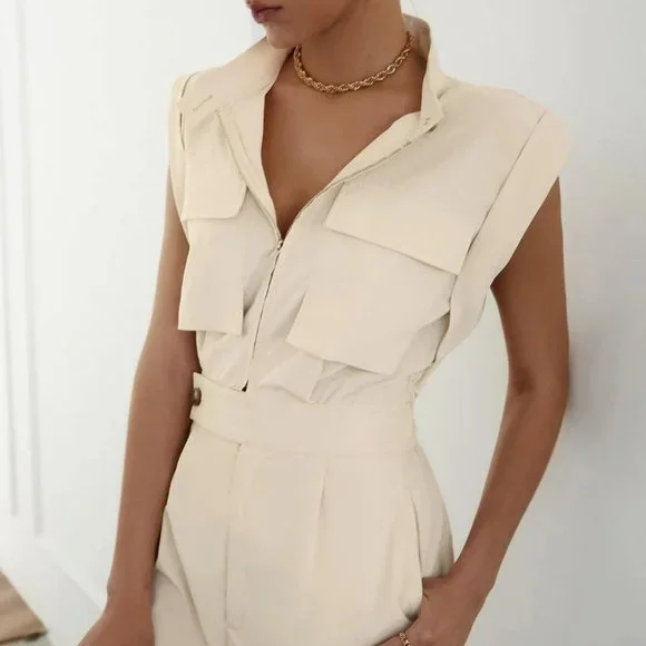 chic classy zipper front romper - Picture 5 of 9